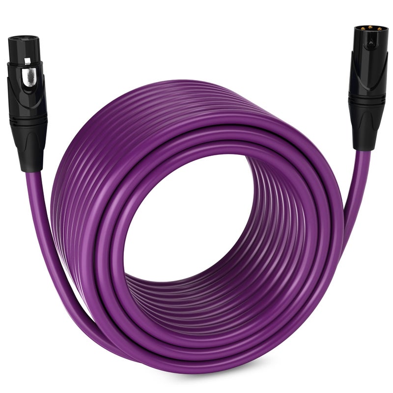 LyxPro 100 Feet XLR Microphone Cable Balanced Male to Female 3 Pin Mic Cord for Powered Speakers Audio Interface Professional Pro Audio Performance and Recording Devices - Purple - Image 1